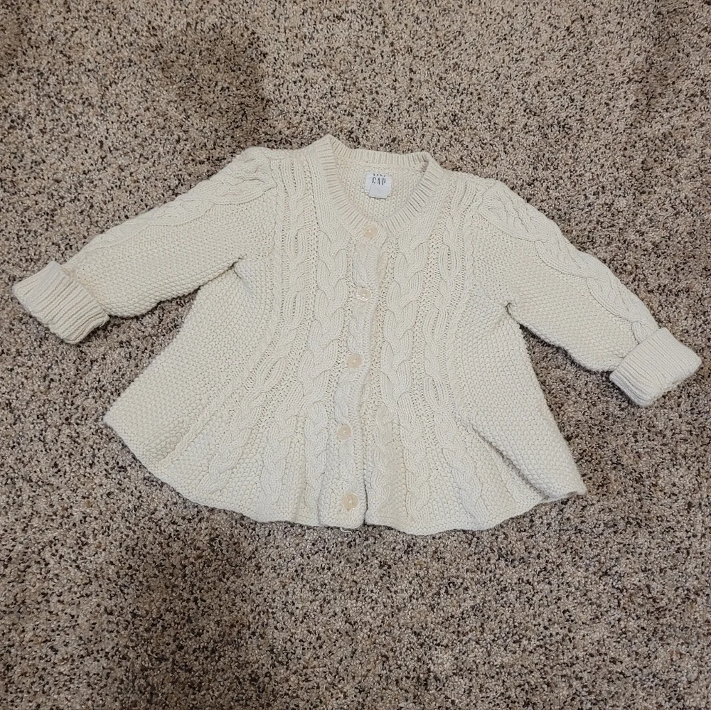 Gap Baby Cable Knit Cotton Button Up Sweater Size 12-18 Months